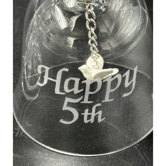 Lot of 3 Glass and Crystal Bells Mikasa Christmas Tree Bell Happy 5th Bell - Picture 7 of 16